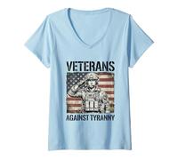 Femme No Kings in America Veterans Against Tyrannie T-Shirt avec Col en V