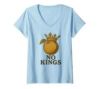 Femme No Kings Orange - Manifestation révolutionnaire anti-autoritaire T-Shirt avec Col en V