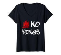 Femme NO KINGS - Pas de rois T-Shirt avec Col en V