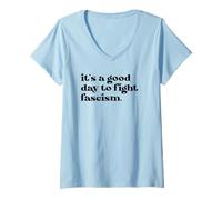 Femme No Kings Protect Democracy It's A Good Day to Fight Fascism T-Shirt avec Col en V