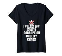 Femme No Kings Protest Sign,Anti Fascism No Corruption No Monarchs T-Shirt avec Col en V