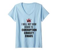 Femme No Kings Protest Sign,Anti Fascism No Corruption No Monarchs T-Shirt avec Col en V