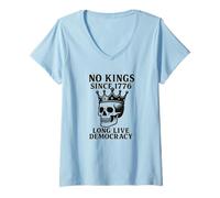 Femme No Kings Since 1776 - Design Patriotique Pro-démocratie T-Shirt avec Col en V