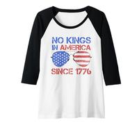 Femme No Kings Since 1776 Distressed USA Flag Vintage Manche Raglan