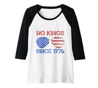 Femme No Kings Since 1776 Distressed USA Flag Vintage Manche Raglan