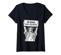 Femme No Kings Statue of Liberty Fight Oligarchy T-Shirt avec Col en V