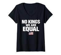 Femme No Kings We are Equal Freedom Equality Drapeau USA Texte Graphique T-Shirt avec Col en V