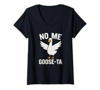 Femme No Me Goose-ta Jeu de Mots Amusant en Forme d'oiseau Espagnol T-Shirt avec Col en V