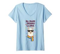 Femme No More Drama Écharpe LGBT Motif Lama Arc-en-Ciel T-Shirt avec Col en V