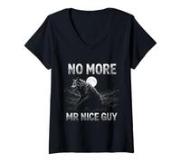 Femme No More Mr Nice Guy Alpha Wolf Meme Funny Meme Men Women Graphic T-Shirt avec Col en V