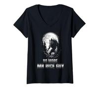 Femme No More Mr Nice Guy Alpha Wolf Meme Funny Meme Men Women Graphic T-Shirt avec Col en V