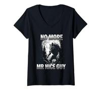 Femme No More Mr Nice Guy Alpha Wolf Meme Funny Meme Men Women Graphic T-Shirt avec Col en V