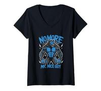 Femme No More Mr Nice Guy Drôle Alpha Wolf Meme Unhinged Brainrot T-Shirt avec Col en V