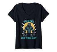 Femme No More Mr Nice Guy Drôle Alpha Wolf Meme Unhinged Brainrot T-Shirt avec Col en V