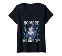 Femme No More Mr Nice Guy Drôle Alpha Wolf Meme Unhinged Brainrot T-Shirt avec Col en V
