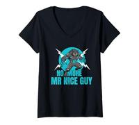 Femme No More Mr Nice Guy Drôle Alpha Wolf Meme Unhinged Brainrot T-Shirt avec Col en V