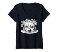 Femme NO MORE TEARS Clown Chicano Cholo Tatouage Gangster Mexicain T-Shirt avec Col en V