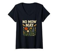Femme No Mow May Bee Friendly Wildflower Gardening Eco T-Shirt avec Col en V