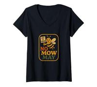 Femme No Mow May Grass to Wildflower Pollinator Awareness T-Shirt avec Col en V