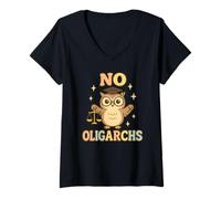 Femme No Oligarchs Échelle de Justice Owl Wise T-Shirt avec Col en V