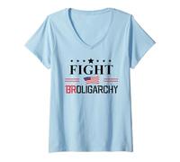 Femme No Oligarchy Fight Broligarchy Anti Fascism Resist Protest T-Shirt avec Col en V