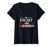 Femme No Oligarchy Fight Broligarchy Anti Fascism Resist Protest T-Shirt avec Col en V