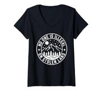 Femme No One is Illegal on Stolen Land Badge Rond Activisme T-Shirt avec Col en V