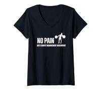 Femme No Pain Just Légèrement Inconfort Citation T-Shirt avec Col en V