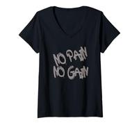 Femme No Pain No Gain - Bold Orange Graffiti Style T-Shirt avec Col en V