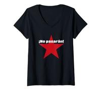 Femme No Pasaran - Vous ne passerez pas l'anarchie. T-Shirt avec Col en V