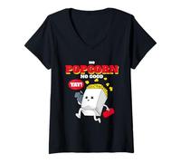Femme No Popcorn No Good Funny Movie Time Statement T-Shirt avec Col en V