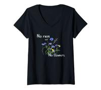 Femme No Rain No Flowers - Cadeau inspirant T-Shirt avec Col en V