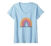 Femme No Rain No Rainbows - Design Vintage Arc-en-Ciel T-Shirt avec Col en V