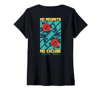 Femme No Regrets Flower Backprint - Aesthetic Edgy Streetwear T-Shirt avec Col en V