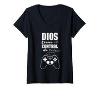 Femme No temas, Dios tiene el Control, Cristo Mesías Hijo de Dios T-Shirt avec Col en V