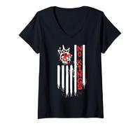 Femme No to Kings Day in America March and Protest Drapeau américain Crâne T-Shirt avec Col en V