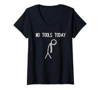 Femme No Tools Today Bûcheron forestier Tronçonneuse à Bois T-Shirt avec Col en V