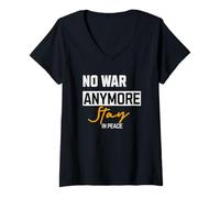 Femme No War Anymore Stay in Peace Demo Proverbes Démonstration T-Shirt avec Col en V