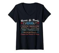 Femme Noces de perle cadeau 30 ans de mariage anniversaire couple T-Shirt avec Col en V