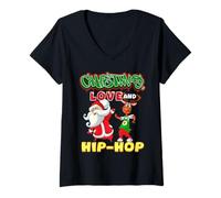 Femme Noël, Amour & Hip Hop - Le Style Le Plus Cool du Père Noël ! T-Shirt avec Col en V