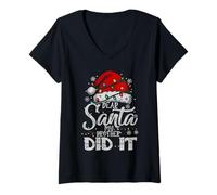 Femme Noël Assorti « Dear Santa My Brother Did It » T-Shirt avec Col en V