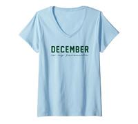 Femme Noël December My Favourite T-Shirt avec Col en V