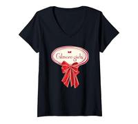 Femme Noël Gilmore Girls Bow T-Shirt avec Col en V