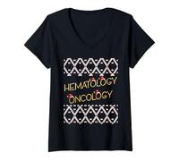 Femme Noël Hématologie Oncologie T-Shirt avec Col en V