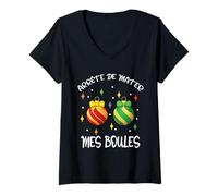 Femme Noël Humoristique Arrête De Regarder Mes Boules T-Shirt avec Col en V