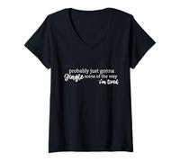 Femme Noël Jingle Je suis Fatigué T-Shirt avec Col en V