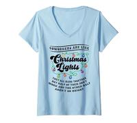 Femme Noël Office Coworker Like Lights Dont Work Bright Funny T-Shirt avec Col en V