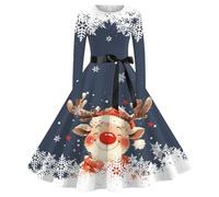 Femme Noël Robe Vêtements À Imprimé De Noël Chic Et Elegante Audrey Hepburn a Coupe Ajustée pour Fêtes De Noëls Réunions Entre Amis
