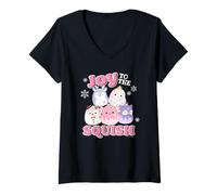 Femme Noël Squishmallows Joy to The Squish T-Shirt avec Col en V