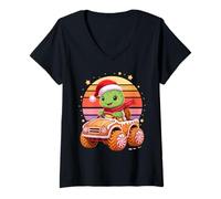Femme Noël Tortue De Mer Pain D’Épices Camion Tortues T-Shirt avec Col en V